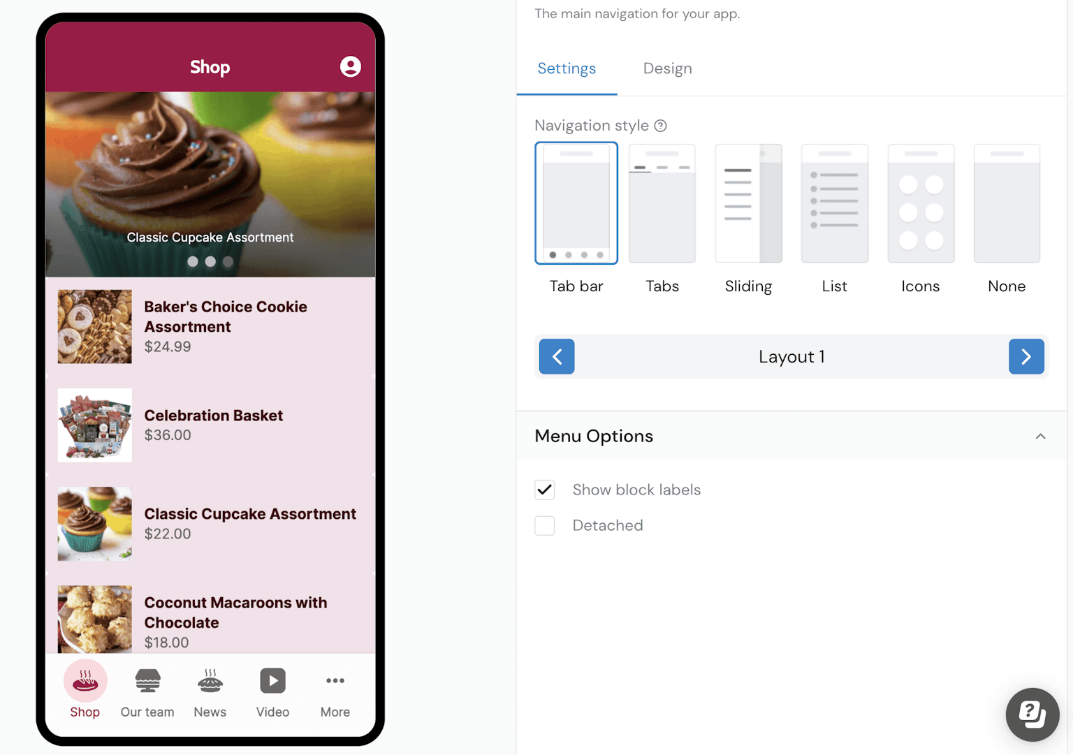 Change the navigation in your app with one click